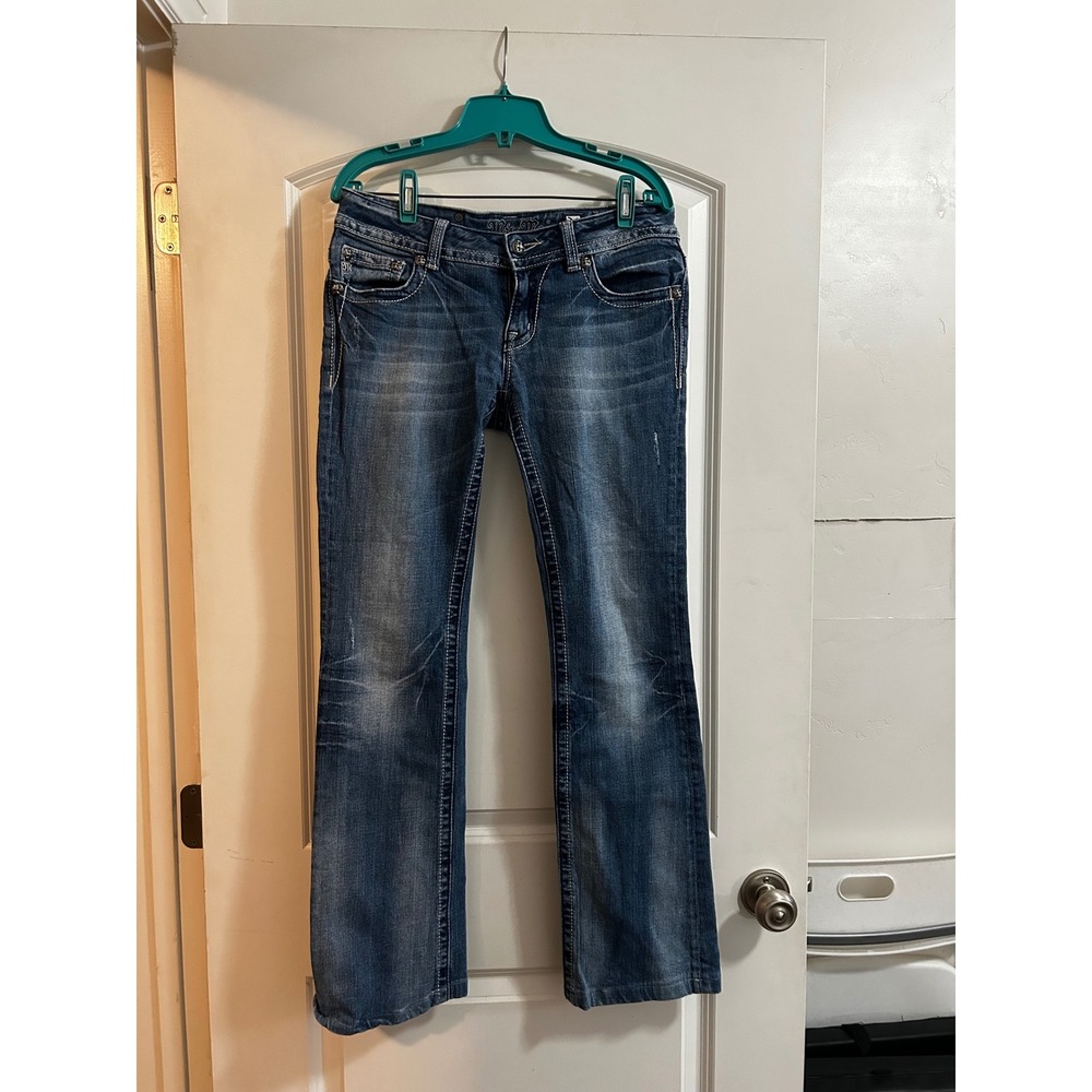 Miss Me JP5002B54 Bootcut Jeans 30 Medium Wash Studded Embellished Flap Pocket